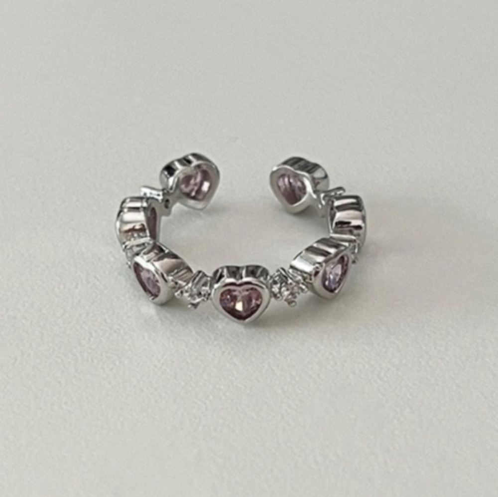 Silver & Pink Heart Ring
